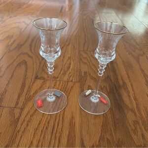 New Lot of 2 mikasa crystal candle holders sonata tablescape home table decor